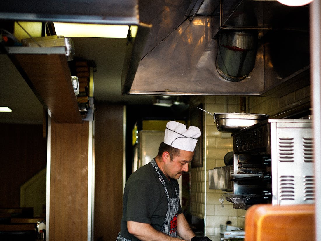 A busy restaurant kitchen during service